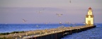 Kewaunee Pierhead Lighthouse and Gulls at Sunset, Wisconsin