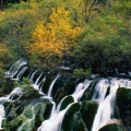 Waterfall Cascading in Nine-Village Valley, Sichuan, China