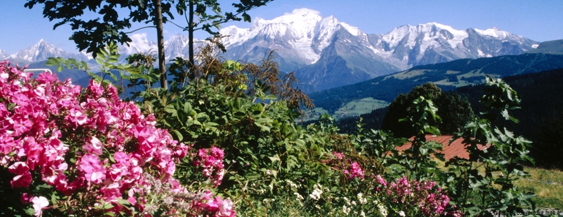 Mont Blanc vu depuis le village du Cordon, Haute-Savoie, France - Facebook Cover