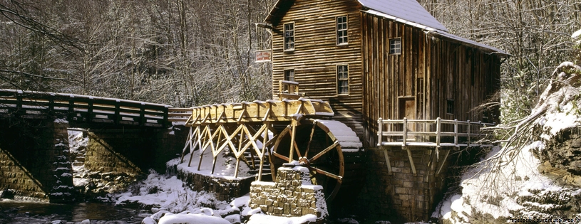 Cover FB  Glade Creek Grist Mill in Winter, Babcock State Park, West Virginia