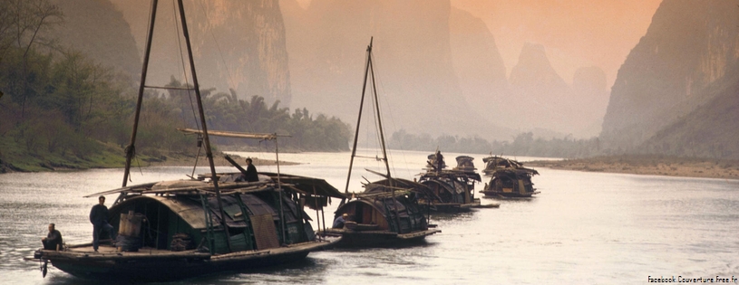 Junks Sailing the Li River, China